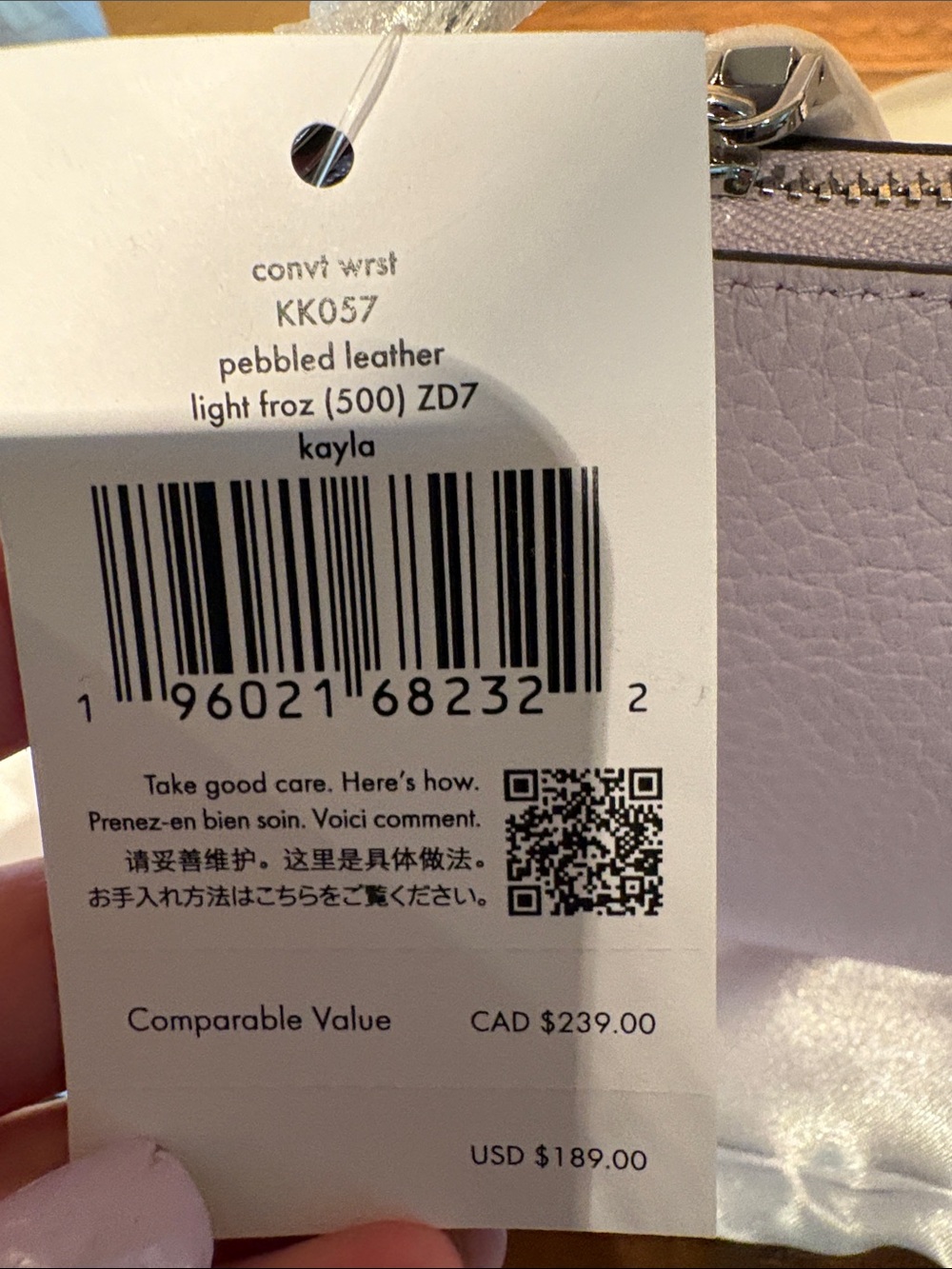 kate spade NWT Kayla Light Lilac Pebbled Leather Clutch or Crossbody MSRP $189 - Picture 6 of 11